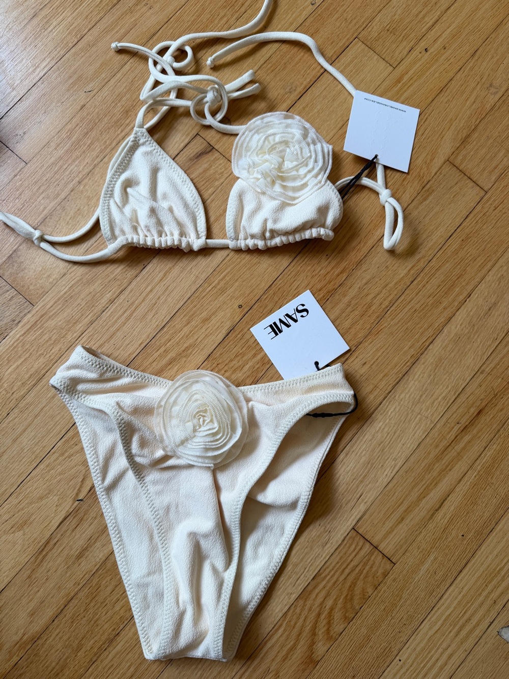 Same Los Angeles bikini rose flower cream white xs